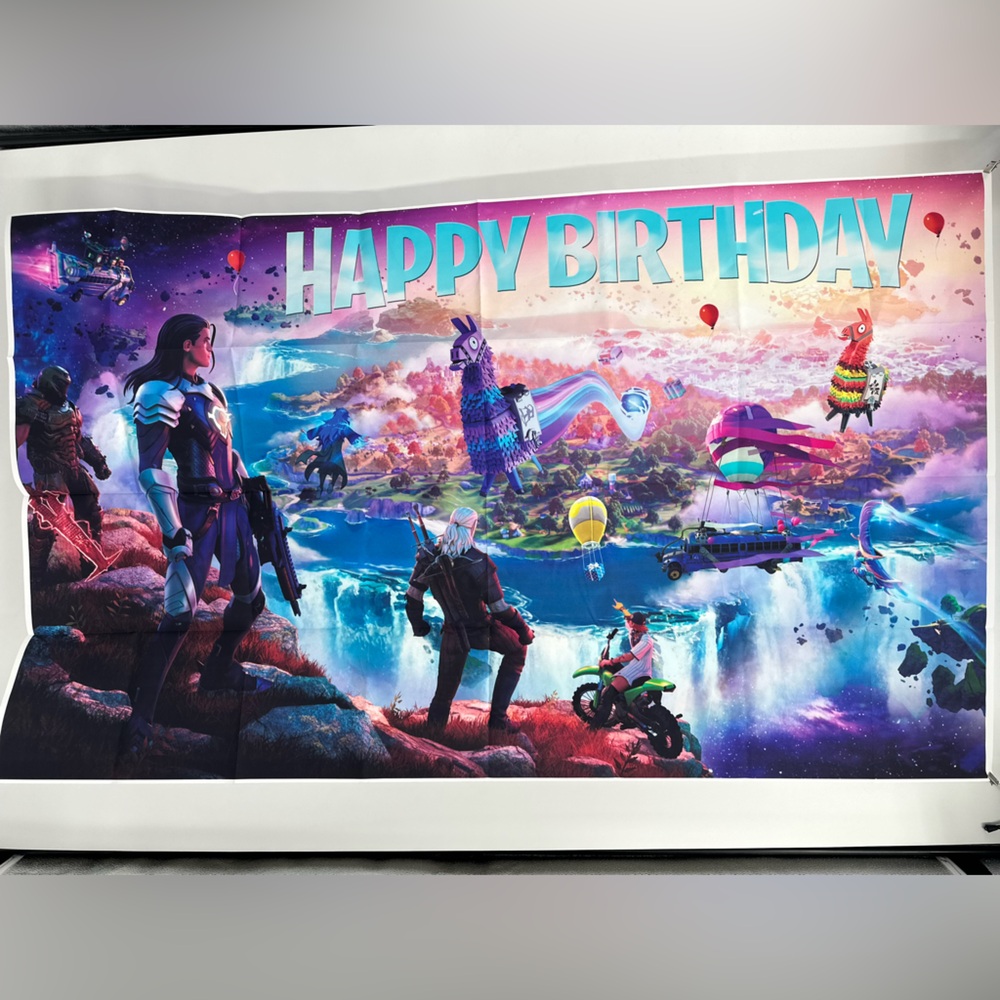Fortnite Happy Birthday Backdrop Banner 5x3Ft